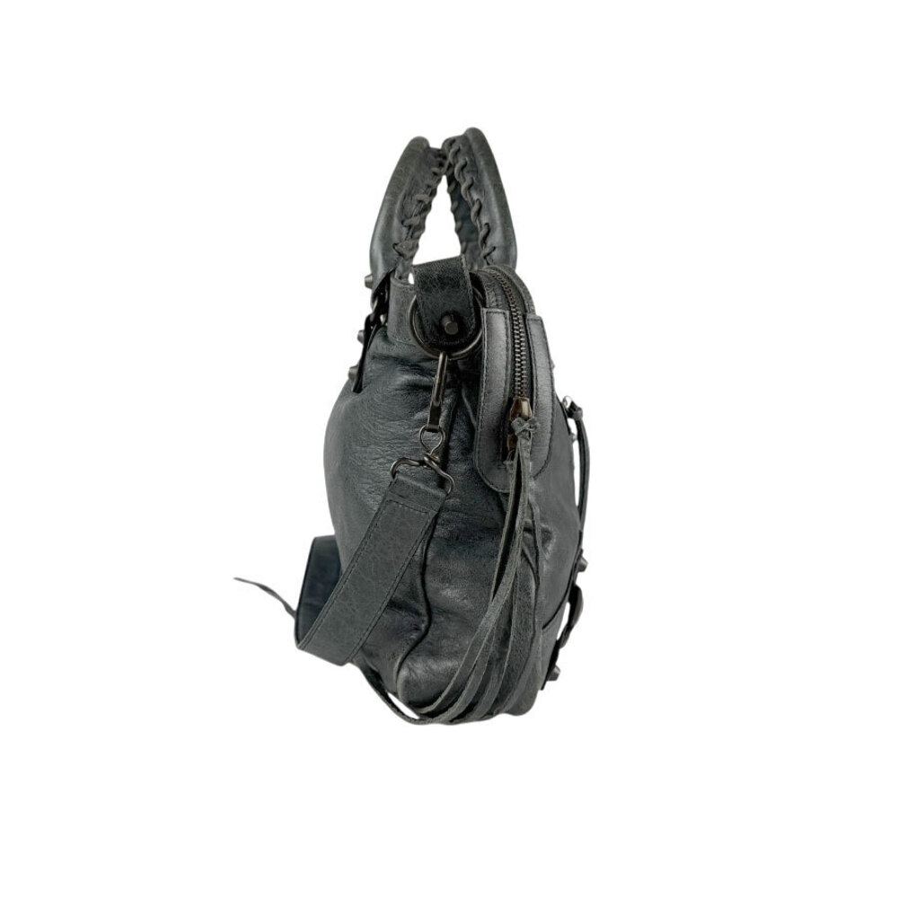 Balenciaga The Town Leather Shoulder Bag Gray